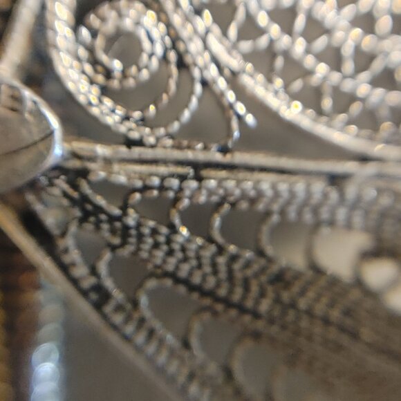 Filigree Butterfly Pendant Wheat Necklace Vintage Sterling Silver 925 From Turke - Picture 8 of 16